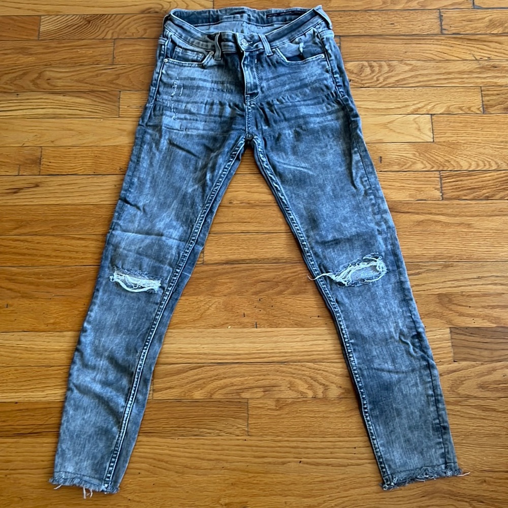 ZARA Gray Distressed  Denim Skinny Jeans